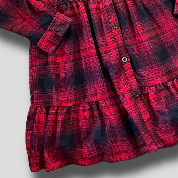 PRIMARK NWT TIERED 90s GRUNGE VIBES PLAID FLANNEL DRESS RED - 12 - Picture 7 of 11